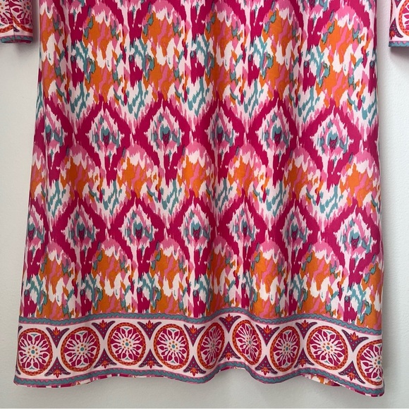 Charlie Paige Abstract Tunic Dress Pink Aqua Orange White Size Small - Picture 2 of 7